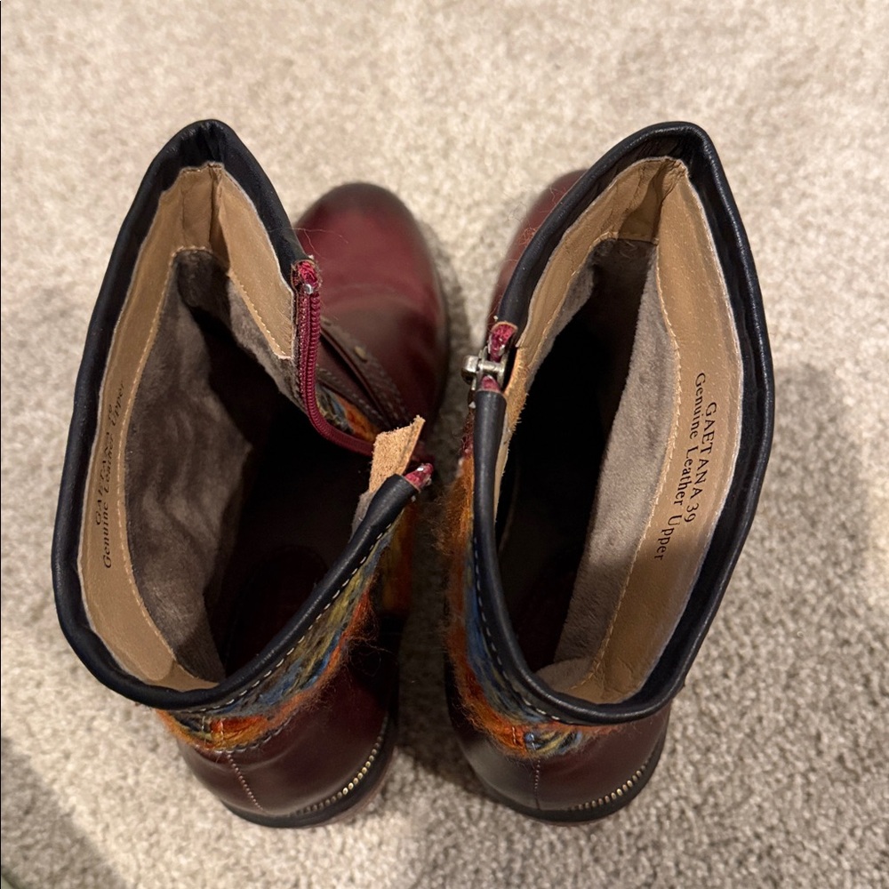 L’Artiste Tapestry Leather Boots Sz 39 - Picture 9 of 9